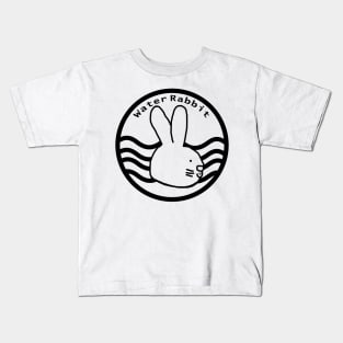 Water Rabbit Portrait Black Line Chinese Zodiac Kids T-Shirt